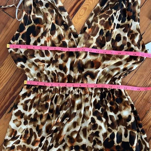 Calvin Klein Animal Print Tie-Shoulder Maxi Dress with Drawstring Elastic Waist - Picture 12 of 16